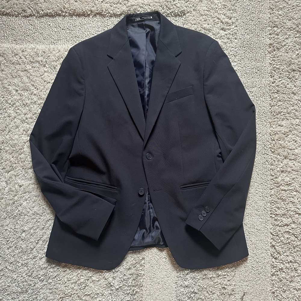 Zara Slim Fit Blazer Mens 38 Black Suit Jacket Sport Coat Formal